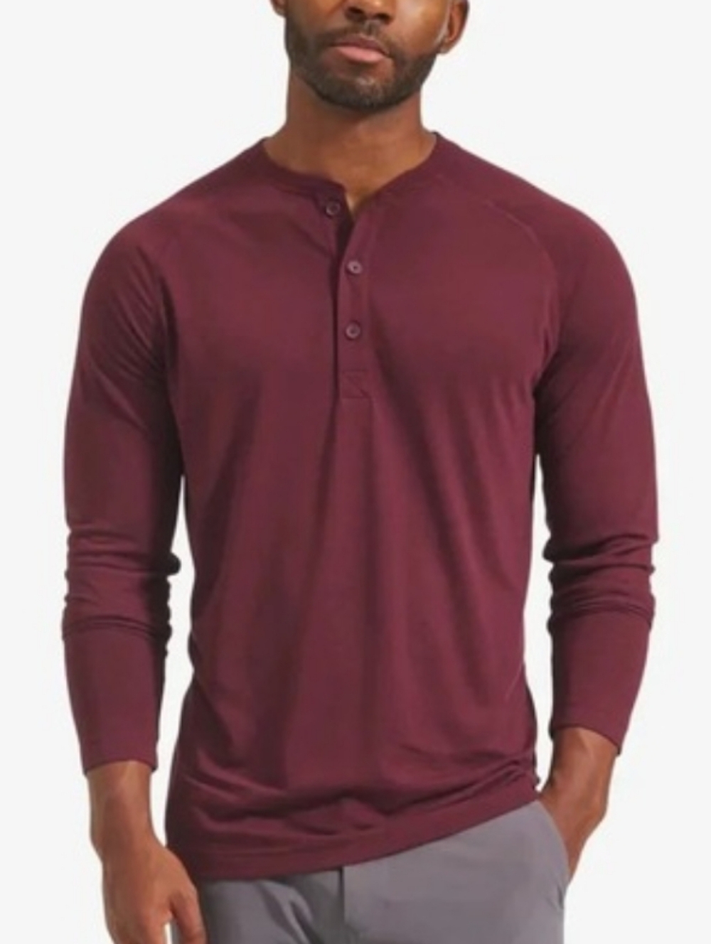 Mizzen + Main Easy Henley Pullover Shirt in Burgundy